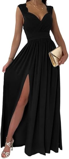 Formal Dresses Wrap V-Neck Ruched Sexy Bridesmaid Wedding Guest Maxi Dresses